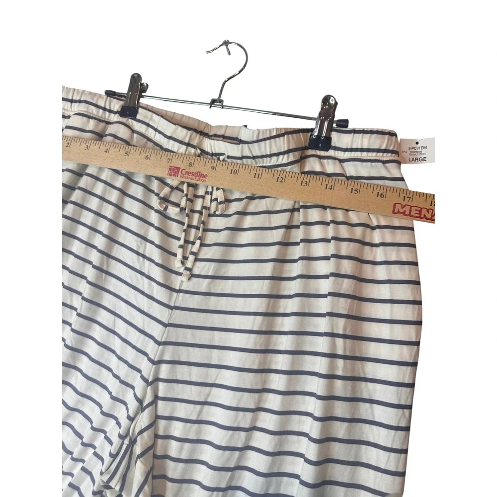 State of Day Intimates Fluid Knit Pajama Set Large Stripe Tencel Modal 2pc NWT